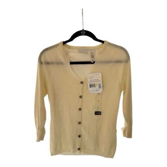 Liz Claiborne Cream Lightweight Cardigan Sweater Small Button Front NWT $79 - Picture 1 of 9